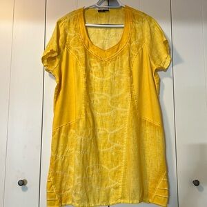 019) Yest 100% Linen  /tunic Yellow